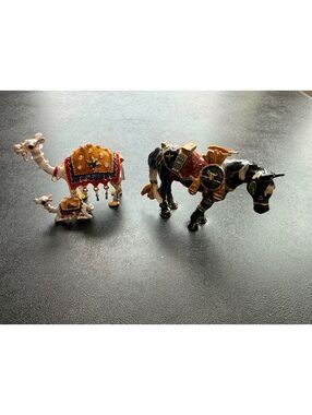 Jeweled Enamel Trinket Box Lot Horse Camel & Baby Rhinestone Hinged Figurines